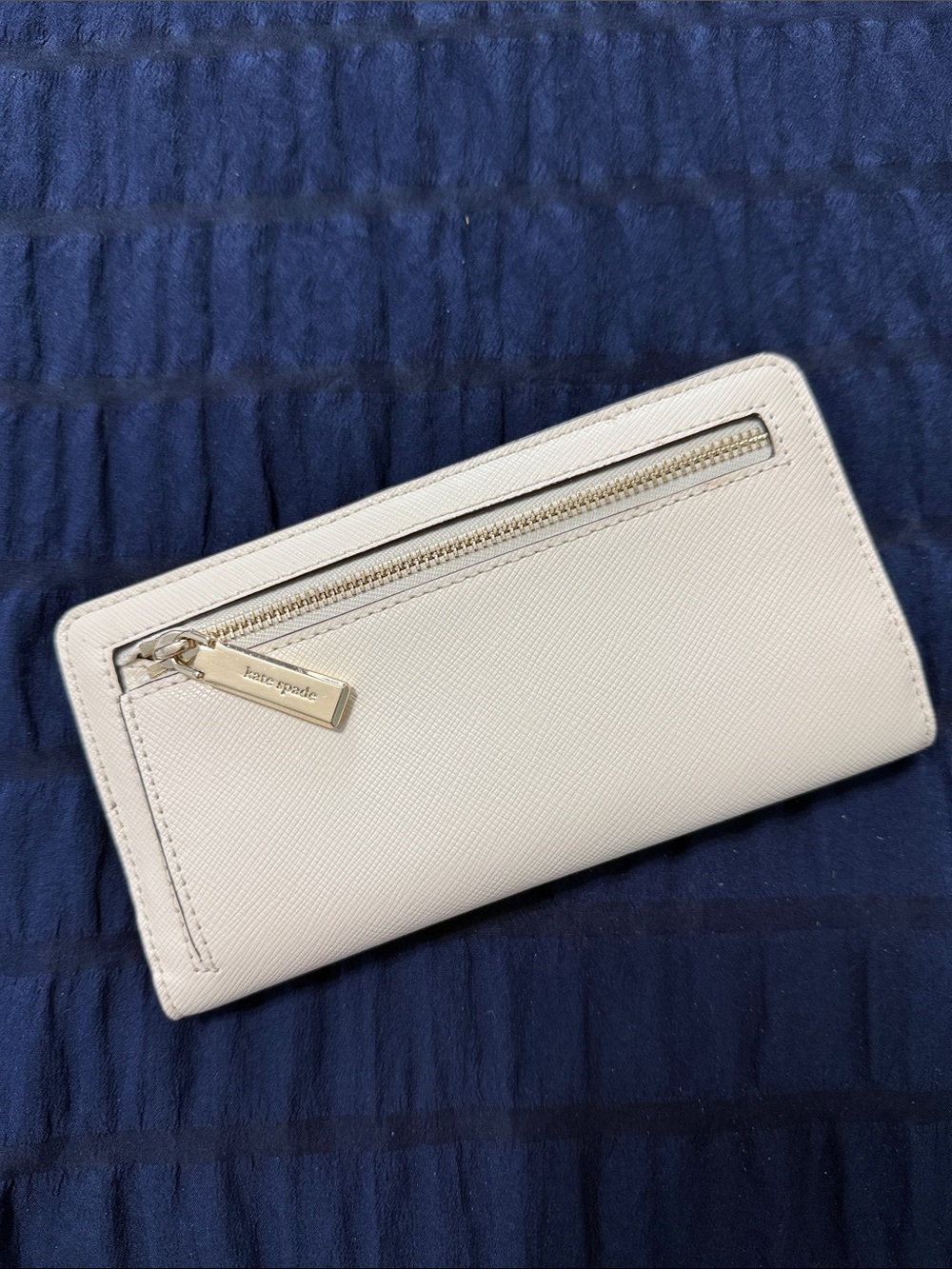 kate spade Cream Saffiano Zip-Around Wallet with Gold Logo - Picture 5 of 11